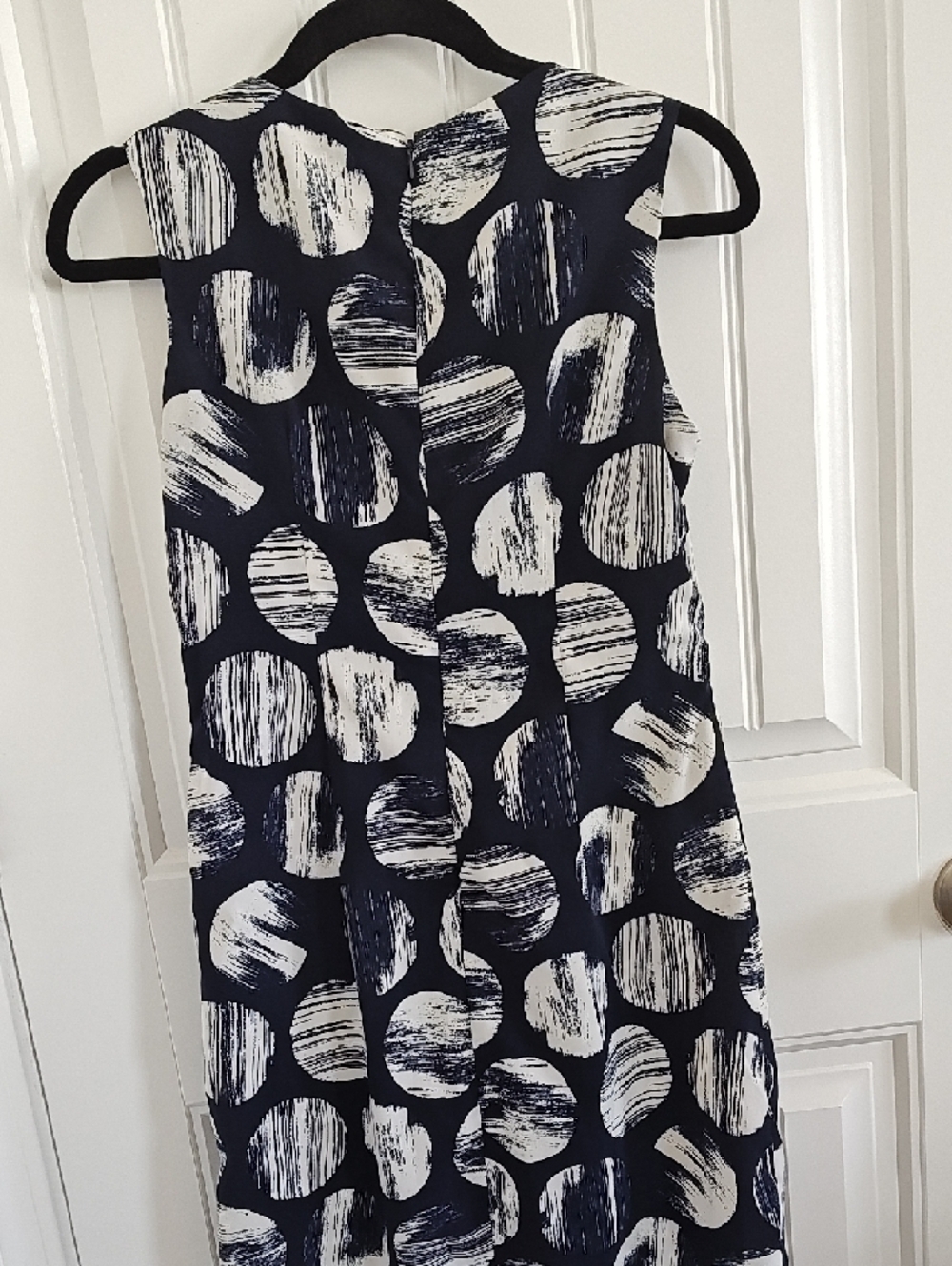 George Navy and White Sleeveless Midi Dress with Circular Print Size 4 Lined - Picture 8 of 9